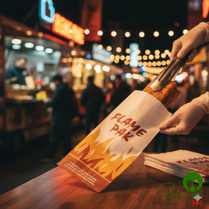 Bagcraft 1/2 Gallon Printed "Flame Pak" Insulated Foil Meal Bag - 500/Case