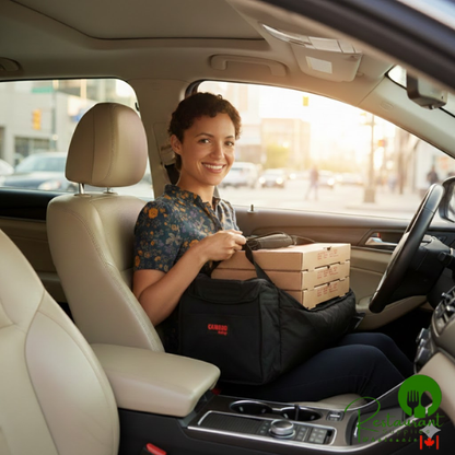 Cambro GBPP216110 Customizable Insulated Black Premium Pizza Delivery GoBag® - Holds up to (2) 16" or (3) 14" Pizza Boxes