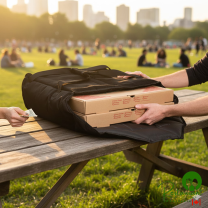 Cambro GBPP218110 Customizable Insulated Black Premium Pizza Delivery GoBag® - Holds up to (2) 18" Pizza Boxes