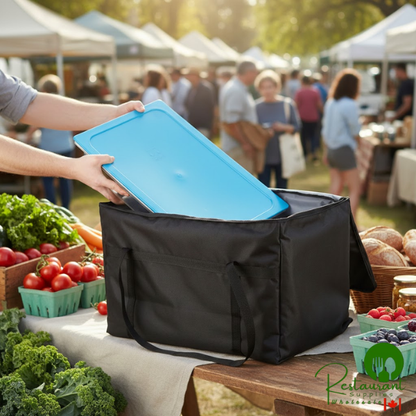 Intedge Insulated Food Carrier, Black Nylon, 22" x 12" x 12"