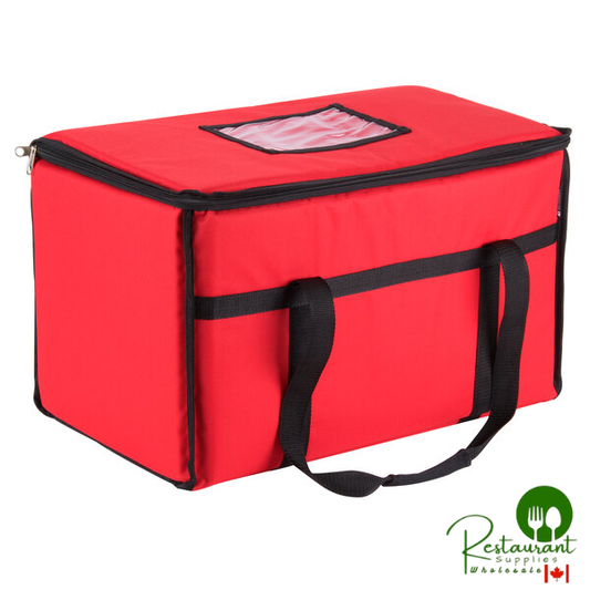 San Jamar FC2212-RD 22" x 12" x 12" Red Insulated Nylon Food Delivery Bag