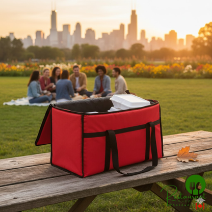 San Jamar FC2212-RD 22" x 12" x 12" Red Insulated Nylon Food Delivery Bag