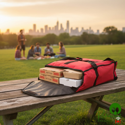 San Jamar PB20-6 20" x 18" x 6" Insulated Red Nylon Pizza Delivery Bag