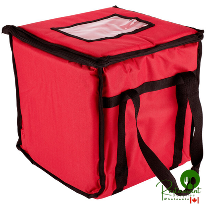San Jamar FC1212-RD 12" x 12" x 12" Red Insulated Nylon Food Delivery Bag