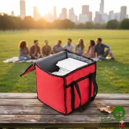 San Jamar FC1212-RD 12" x 12" x 12" Red Insulated Nylon Food Delivery Bag