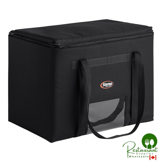 Sterno 24" x 16" x 17 3/4" Extra-Large Black Nylon Insulated Catering Food Carrier 70514
