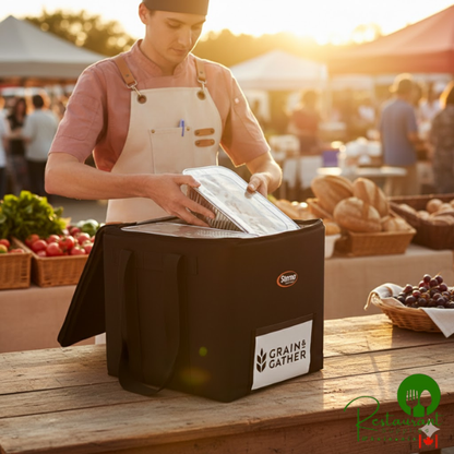 Sterno 14 1/2" x 14 1/2" x 14" Small Black Nylon Insulated Catering Food Carrier 70508