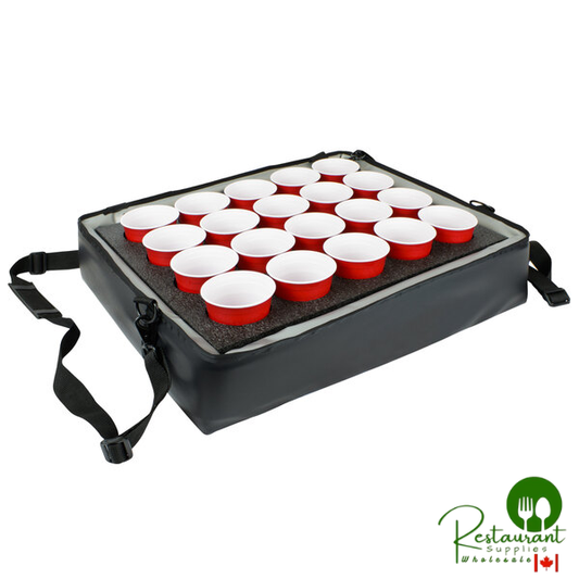 Sterno Black Customizable Stadium Insulated Drink Holder / Carrier, 24" x 20" x 6" - Holds 20 Cups