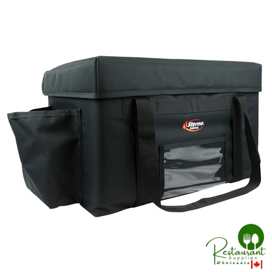 Sterno 70536 Delivery Deluxe Black 4XL Insulated Food Carrier, 32" x 13" x 17 3/4" - Holds (15) 9" x 9" x 3" Meal Containers