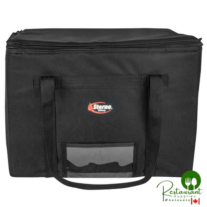 Sterno Catering Space Saver 70515 Black Extra-Large Collapsible Insulated Food Carrier, 24" x 16" x 17 3/4" - Holds (4) Full Size Food Pans