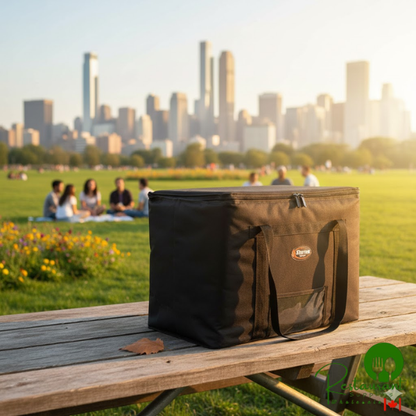 Sterno Catering Space Saver 70515 Black Extra-Large Collapsible Insulated Food Carrier, 24" x 16" x 17 3/4" - Holds (4) Full Size Food Pans