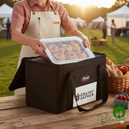 Sterno 18" x 11 1/2" x 11 1/2" Extra-Large Black Nylon Insulated Delivery Food Carrier 70518