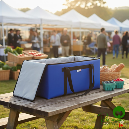 Sterno Customizable 30" x 15 1/2" x 14" Royal Blue Vinyl Insulated Premium Double Milk Crate Bag 98624-900000