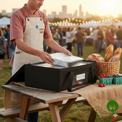 Sterno 24" x 16" x 8" Medium Black Nylon Insulated Catering Food Carrier 70510