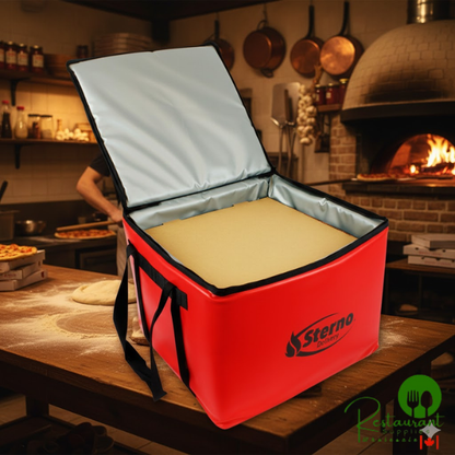 Sterno 70504 Red Large All-Purpose Insulated Food Carrier, 22" x 22" x 12 1/2" - Holds (2) 20" Dome Trays