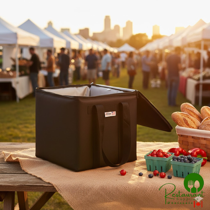 Sterno Customizable 14 1/2" x 14 1/2" x 14" 2XL Black Nylon Insulated Delivery Food Carrier 92023-300000