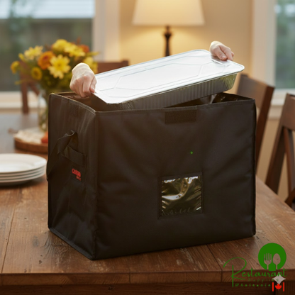 Sterno 11 1/2" x 11 1/2" x 12" Large Black Nylon Insulated Delivery Food Carrier 70516