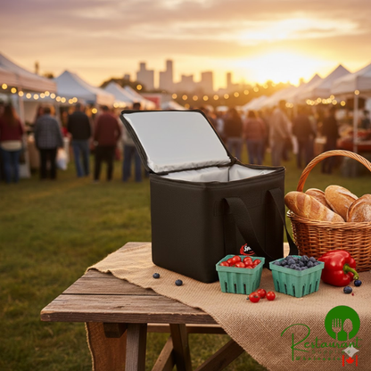 Sterno 12" x 9 1/2" x 10" Small Black Nylon Insulated Delivery Food Carrier 72602