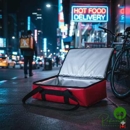 Sterno 18 1/2" x 12" x 5" Small Red Vinyl Insulated Premium Breakfast Delivery Bag 70578