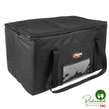 Sterno 22" x 13" x 14" 3XL Black Nylon Insulated Space Saver Delivery Food Carrier 70523