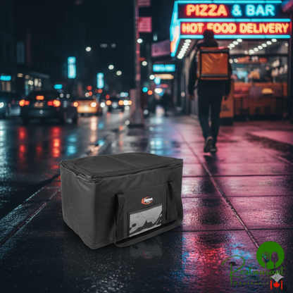 Sterno 22" x 13" x 14" 3XL Black Nylon Insulated Space Saver Delivery Food Carrier 70523