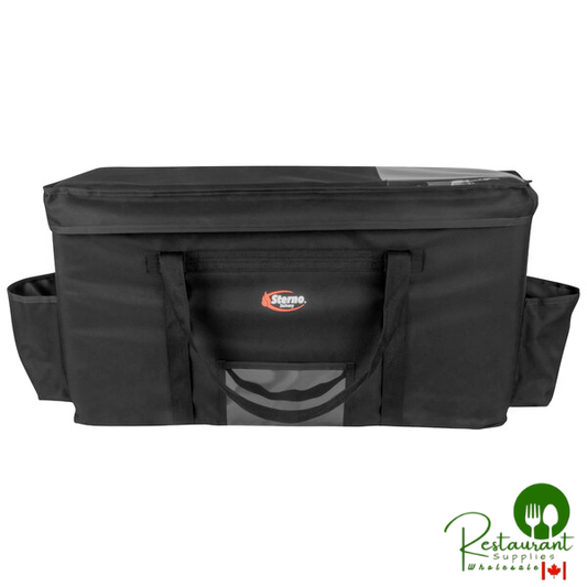 Sterno 32" x 13" x 17 3/4" 4XL Black Nylon Insulated Space Saver Delivery Deluxe Food Carrier 70537