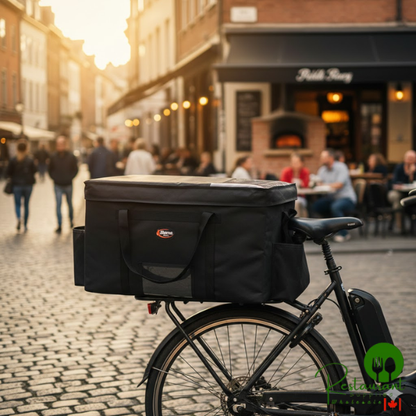 Sterno 32" x 13" x 17 3/4" 4XL Black Nylon Insulated Space Saver Delivery Deluxe Food Carrier 70537