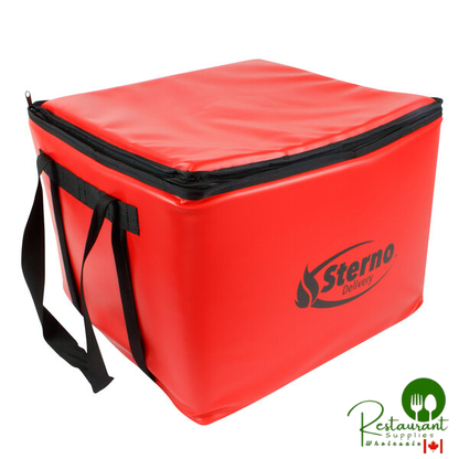 Sterno 70500 Red Small All-Purpose Insulated Food Carrier, 18 1/2" x 18 1/2" x 12 1/2" - Holds (2) 16" Dome Trays