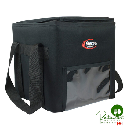 Sterno 70522 Black 3XL Delivery Insulated Food Carrier 22" x 13" x 14" - Holds (8) 9" x 9" x 3" Meal Containers