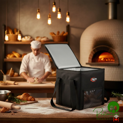 Sterno 70522 Black 3XL Delivery Insulated Food Carrier 22" x 13" x 14" - Holds (8) 9" x 9" x 3" Meal Containers