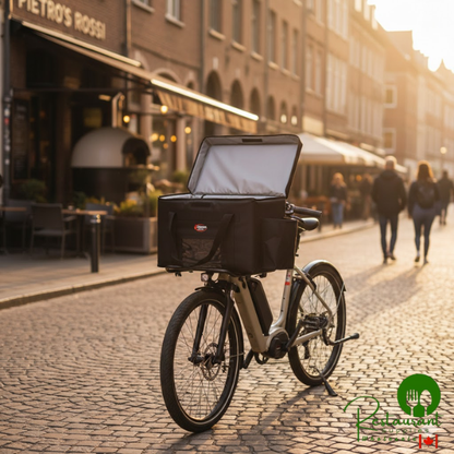 Sterno 70524 Delivery Deluxe Black Small Insulated Food Carrier, 14 1/2" x 12" x 13" - Holds (4) 9" x 9" x 3" Meal Containers