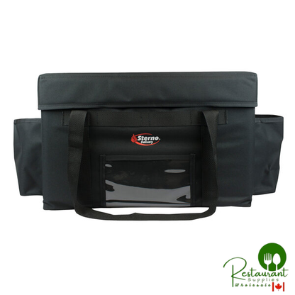 Sterno 70532 Delivery Deluxe Black 2XL Insulated Food Carrier, 22" x 13" x 17 3/4"- Holds (10) 9" x 9" x 3" Meal Containers