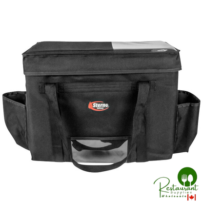 Sterno 70533 Delivery Deluxe Black 2XL Space Saver Insulated Food Carrier, 22" x 13" x 17 3/4" - Holds (10) 9" x 9" x 3" Meal Containers