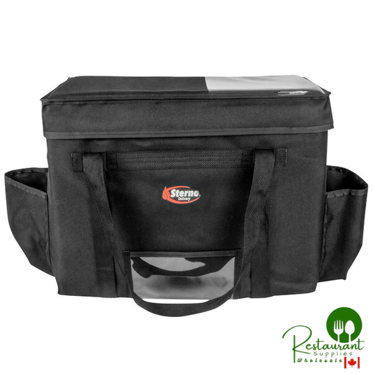 Sterno 70533 Delivery Deluxe Black 2XL Space Saver Insulated Food Carrier, 22" x 13" x 17 3/4" - Holds (10) 9" x 9" x 3" Meal Containers