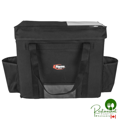 Sterno 70535 Delivery Deluxe Space Saver Black 3XL Insulated Food Carrier, 22" x 13" x 19 3/4" - Holds (12) 9" x 9" x 3" Meal Containers