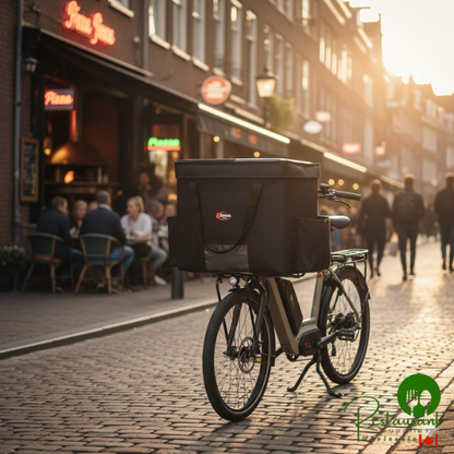 Sterno 70535 Delivery Deluxe Space Saver Black 3XL Insulated Food Carrier, 22" x 13" x 19 3/4" - Holds (12) 9" x 9" x 3" Meal Containers