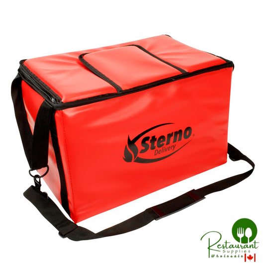 Sterno 70542 Red Large Stadium Insulated Food Carrier, 22" x 13" x 14" - Holds (90) Hot Dogs