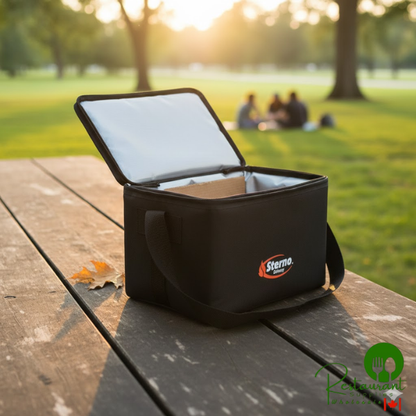 Sterno 72600 Black XS Delivery Insulated Food Carrier, 10" x 8" x 7" - Holds (6) Cans