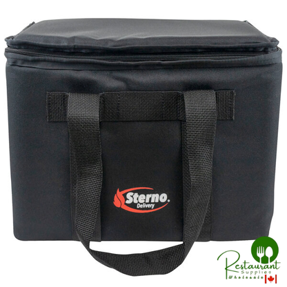 Sterno 72604 Black Medium Delivery Insulated Food Carrier, 14" x 10" x 10" - Holds (20) Cans