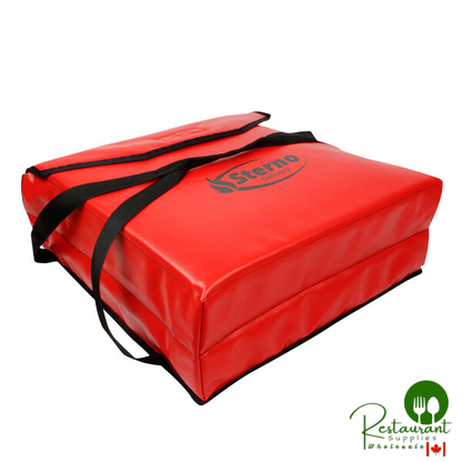 Sterno 72608 Red Medium Insulated Vinyl Delivery Pizza Carrier, 19" x 19" x 7" - Holds (3) 16" Pizzas