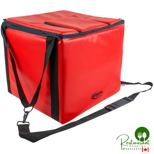 Sterno 72610 Red Small Stadium Insulated Food Carrier, 15 1/2" x 15 1/2" x 14" - Holds (20) Hot Dogs