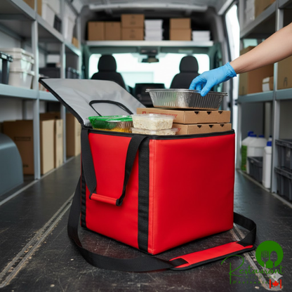 Sterno 72610 Red Small Stadium Insulated Food Carrier, 15 1/2" x 15 1/2" x 14" - Holds (20) Hot Dogs