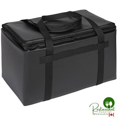 Sterno Customizable Black Space Saver Delivery 3XL Insulated Food Carrier, 22" x 13" x 14" - Holds (8) 9" x 9" x 3" Meal Containers