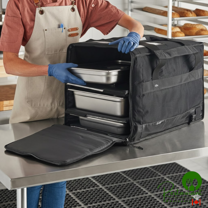 Vesture Heavy-Duty Thermal Chafer Pan Carrier Delivery Bag with Removable Shelf System - 15" x 23 1/2" x 17"
