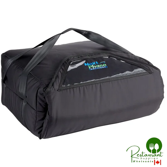 Vesture NextPhase Black Insulated Pizza Delivery Bag with Bio-PCM Technology, 18" x 18" x 8 1/2" - Holds Up To (3) 16" Pizzas