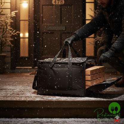 Vesture NextPhase RIGID Black Insulated Pizza Delivery Bag with Bio-PCM Technology - Holds Up To (3) 16" or (2) 18" Pizzas