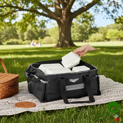 Vollrath VCBM300 3-Series Medium Insulated Food Pan Carrier / Catering Bag, 17" x 13" x 9" - Holds (2) Half Size Food Pans