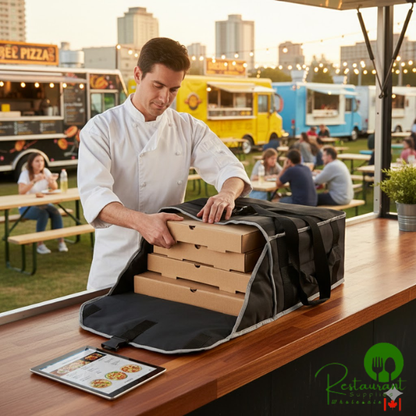 Vollrath VPB518 5-Series Insulated Pizza Delivery Bag with Heating Pad, 19" x 19" x 9" - Holds (3) 18" Pizza Boxes