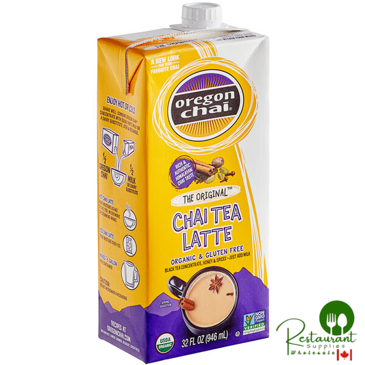 Oregon Chai Organic Original Chai Tea Latte 1:1 Concentrate 32 fl. oz. - 12/Case