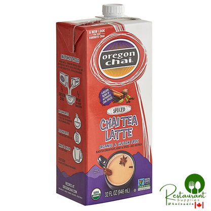 Oregon Chai Organic Spiced Chai Tea Latte 1:1 Concentrate 32 fl. oz. - 6/Case